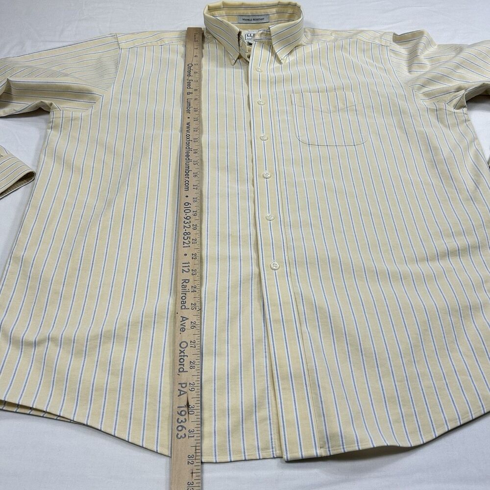 LL Bean Mens Dress Shirt 17.5-35 Regular Fit Button Front Long Sleeve Stripe - Picture 7 of 10